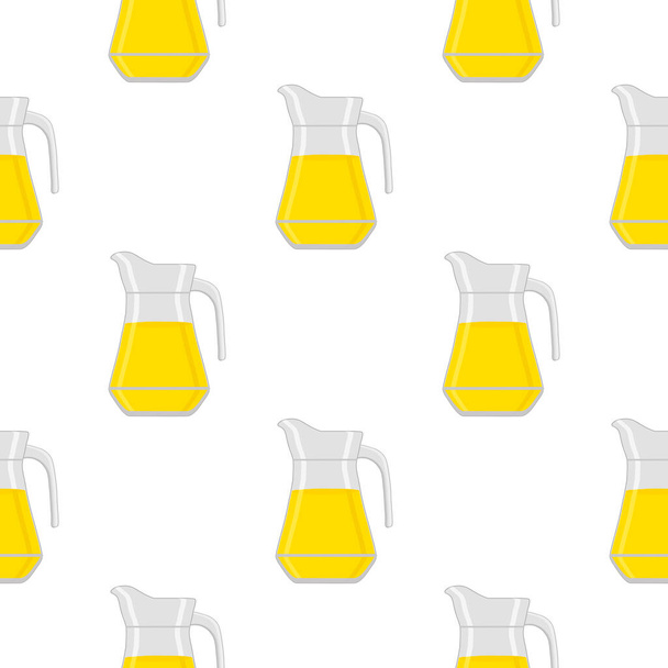 Ilustración sobre tema limonada de colores grandes en jarra de vidrio para bebida natural. Patrón de limonada que consta de accesorio de cocina de colección, jarra de vidrio para alimentos orgánicos. Sabrosa limonada fresca de jarra de vidrio. - Vector, Imagen