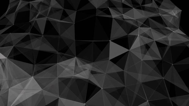 Bílé a šedé polygonální geometrické pozadí, trojúhelníková textura. Spojení teček a čar v trojúhelníkové mnohoúhelníkové struktuře. Ilustrace pro značkování, vědu, tapety, grafický design.3d vykreslování. - Fotografie, Obrázek