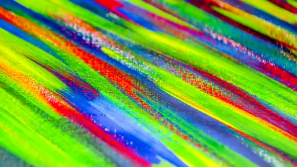 Canvas covered lines multicolor paints close-up. - Footage, Video