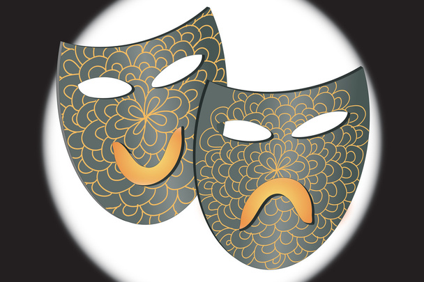 Masks representing comedy and drama - Vector, Image