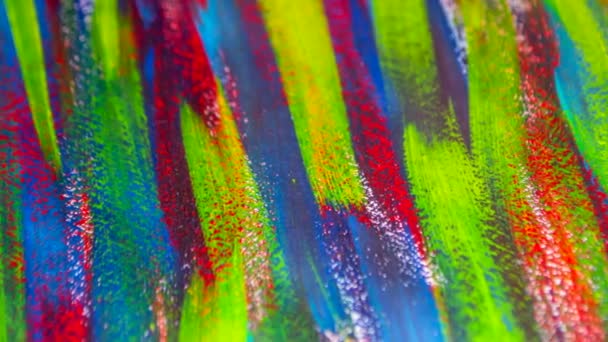 Linee ricoperte di tela pitture multicolore primo piano. - Filmati, video