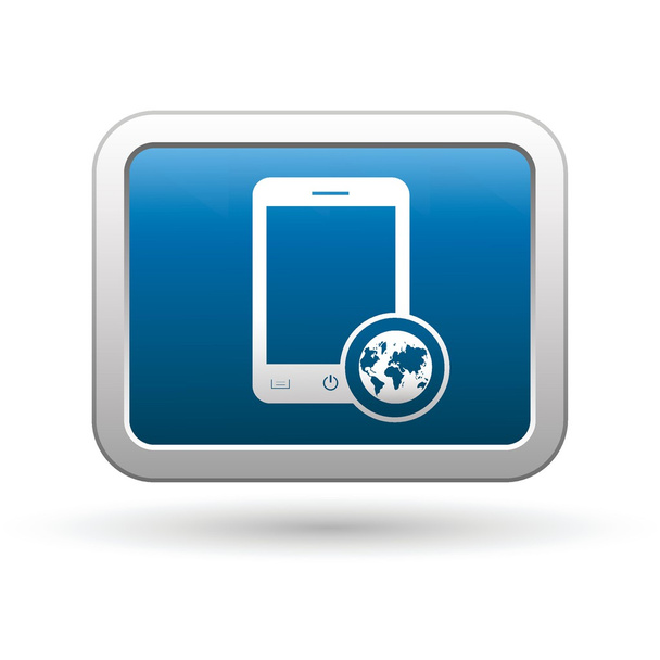 telefon s ikonu nabídky mapy na modrý se stříbrným obdélníkové tlačítko - Vektor, obrázek
