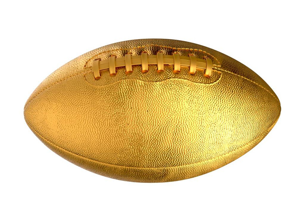 Ilustración 3D de la pelota de fútbol americano de oro aislado en blanco. - Foto, imagen