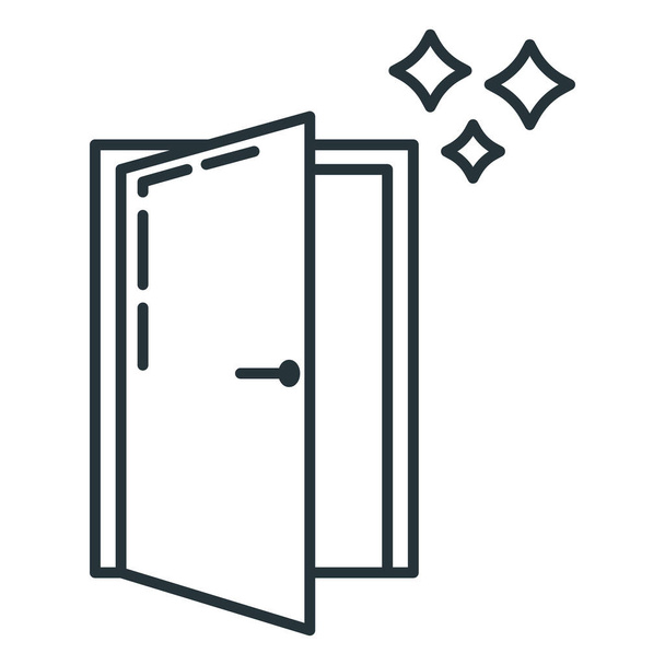 エントリの戸口修理ホームアイコンは、白に隔離された家の改装コンセプトラインフラットベクトルイラスト。正面装飾扉のデザイン. - ベクター画像
