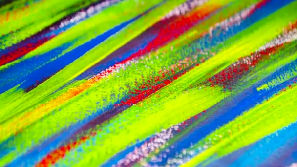 Canvas covered lines multicolor paints close-up. - Footage, Video