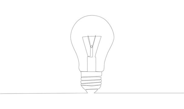 Self drawing of single continuous one line drawing of light bulb. Drawing by hand, black lines on a white background. - Vettoriali, immagini