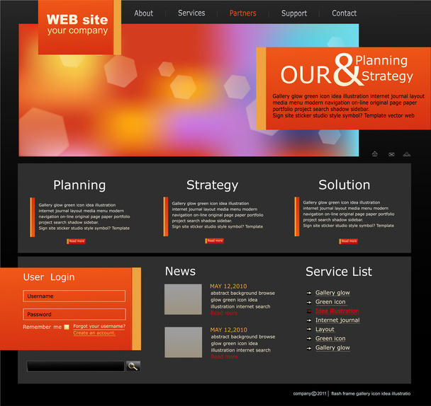 Vector Web site for business. Black with green sprout - Wektor, obraz
