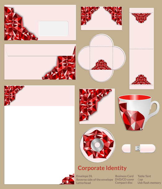 Design of corporate identity. Abstrakt red geometric pattern. - Вектор,изображение