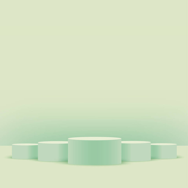 緑色の幾何学的な3D表彰台を持つ抽象的な背景。ベクターイラスト. - ベクター画像