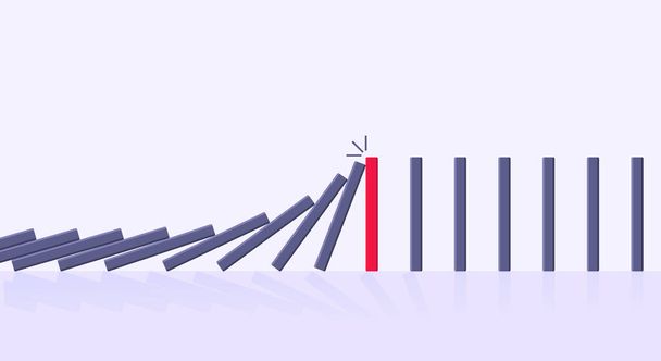 Domino effect business concept. Line in a row of falling board game blocks of dominoes flat style vector illustration. - Vector, Image