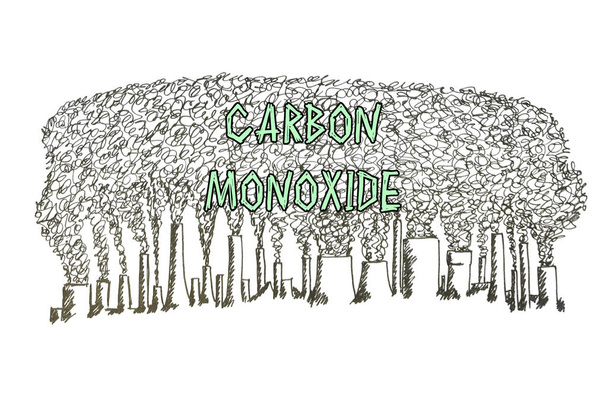 CARBON Monoksit hakkındaki dünyayı kurtarma kavramı üzerinde bir kağıt parçasıyla - Fotoğraf, Görsel