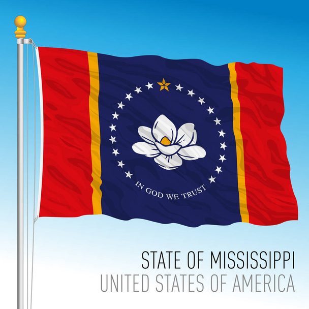 ミシシッピ州の新しい連邦州旗、 2020年、アメリカ合衆国、ベクトル図 - ベクター画像