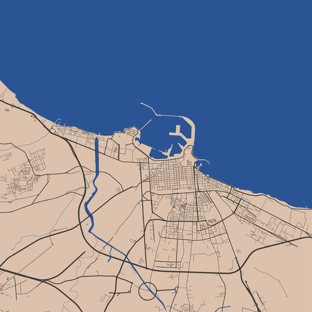 Mapa vectorial de Bari, Italia. ilustración de póster de mapa callejero. Bari mapa arte. - Vector, Imagen