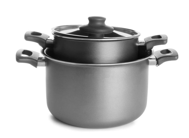 Cooking pots on white background - Photo, Image