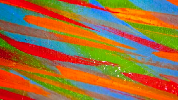 Monet eri värillisiä viivoja maalattu kirkas maali kankaalle lähikuva. - Materiaali, video