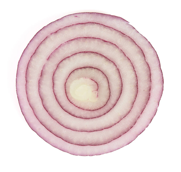 red onion slices isolated on white backrgound - 写真・画像