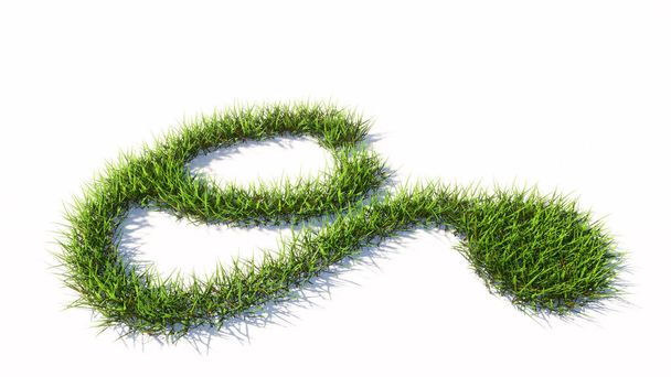 Concept ou vert conceptuel pelouse d'été forme symbole isolé sur fond blanc, signe de stéthoscope de contrôle. Une métaphore d'illustration 3D pour un bilan de santé, un traitement, une médecine, une santé et des soins - Photo, image