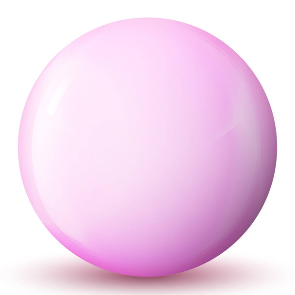 Glass pink ball or precious pearl. Glossy realistic ball, 3D abstract vector illustration highlighted on a white background. Big metal bubble with shadow. - Διάνυσμα, εικόνα