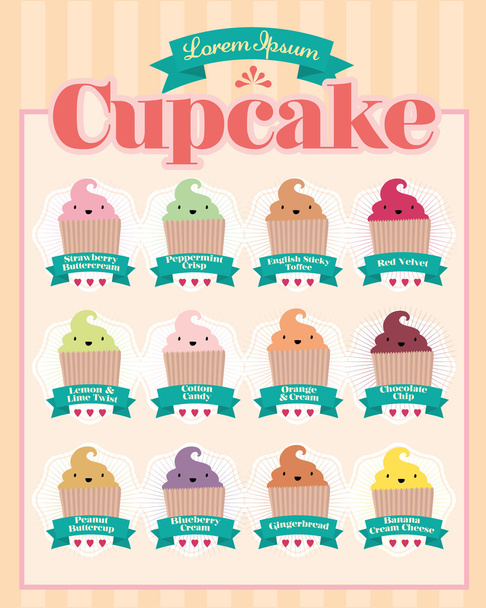 Cupcake menu - Vektor, kép