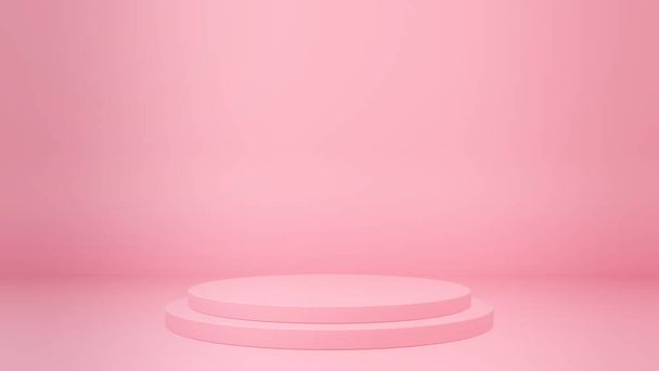 Розовый этап для представления содержимого продукта 3D рендеринга - Фото, изображение