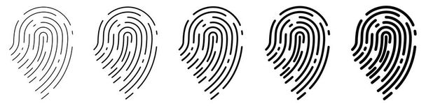 指紋アイコン。指紋のセット。指紋認識の概念。黒ベクトルアイコン - ベクター画像