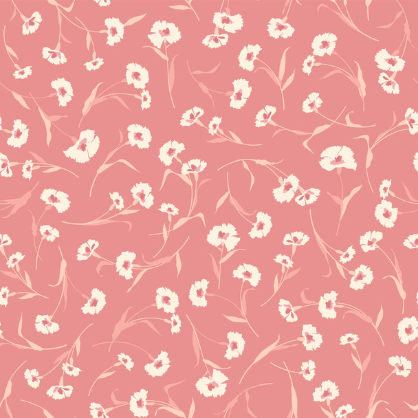 Seamless and beautiful flower illustration pattern,Beautiful flowers drawn in vector, - Διάνυσμα, εικόνα