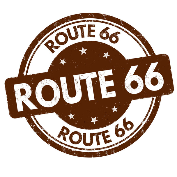 Route 66 Grunge-Stempel auf weißem Hintergrund, Vektorillustration - Vektor, Bild