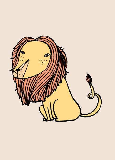 león mano dibujada - Vector, Imagen