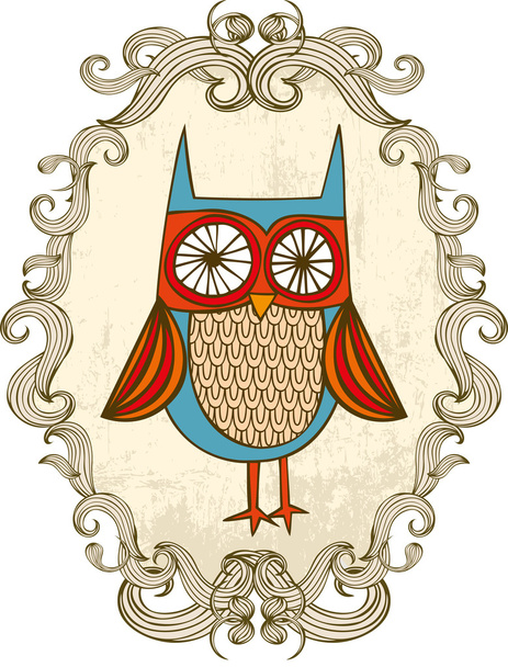 Owl in frame - Vektor, Bild
