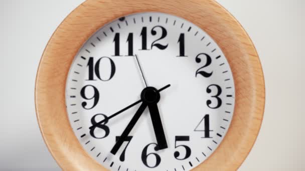 Wooden round clock. Fast motion. - Footage, Video