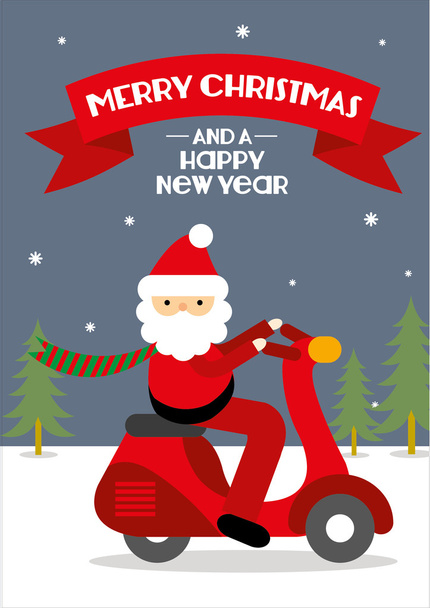 Santa claus on bike - Vector, imagen