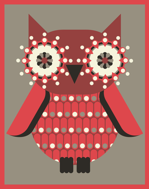 Red owl illustration - Vektor, Bild