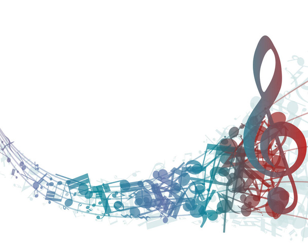 Notes de musique multicolores fond du personnel. Illustration vectorielle avec transparence EPS10. - Vecteur, image