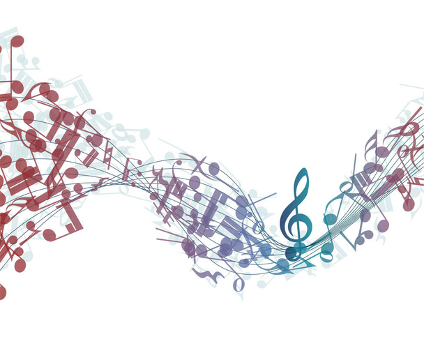 Fondo del personal de notas musicales multicolor. Ilustración vectorial con transparencia EPS10. - Vector, Imagen