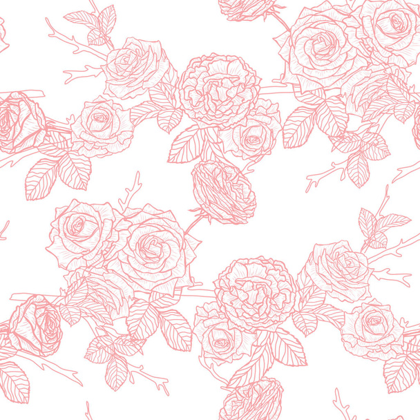 Elegant seamless pattern with rose flowers, design elements. Floral  pattern for invitations, cards, print, gift wrap, manufacturing, textile, fabric, wallpapers - Вектор, зображення