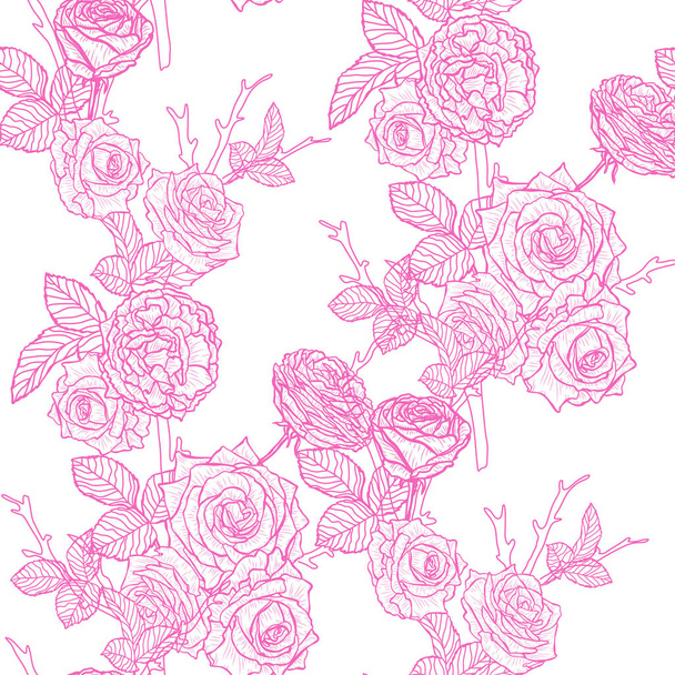 Elegant seamless pattern with rose flowers, design elements. Floral  pattern for invitations, cards, print, gift wrap, manufacturing, textile, fabric, wallpapers - Διάνυσμα, εικόνα