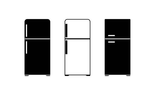 lijn en zwarte koelkast vector pictogram. koelkast icoon set. - Vector, afbeelding