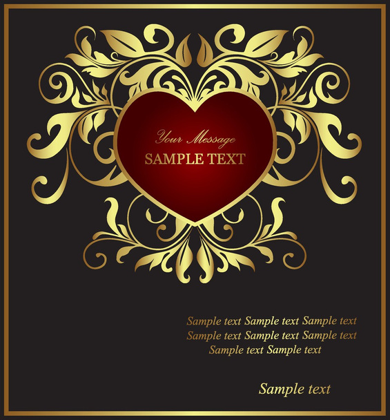 Hermosa tarjeta de invitación con corazón y elementos florales
 - Vector, Imagen