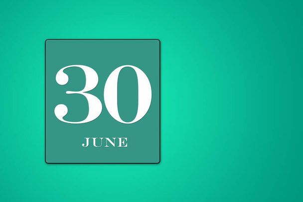 Le 30 juin est le trentième jour du mois. date du calendrier en cadre turquoise sur fond vert. illustration - Photo, image