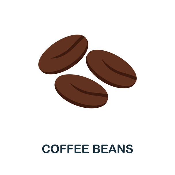 Кавові зерна плоский значок. Кольоровий простий елемент з колекції кави. Піктограма Creative Coffee Beans для веб-дизайну, шаблонів, інфографіки тощо
 - Вектор, зображення