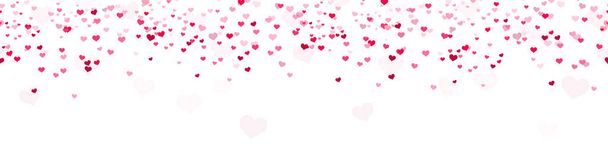 fundo sem costura com diferentes corações de confete de cor vermelha para o dia dos namorados felizes, dia da mãe ou outros conceitos de amor - Vetor, Imagem