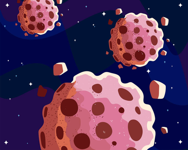 espace astéroïdes étoiles cosmos univers orbite - Vecteur, image