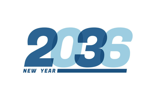 Feliz Ano Novo 2036. Feliz Ano Novo 2036 design de texto para design de brochura, cartão, banner - Vetor, Imagem