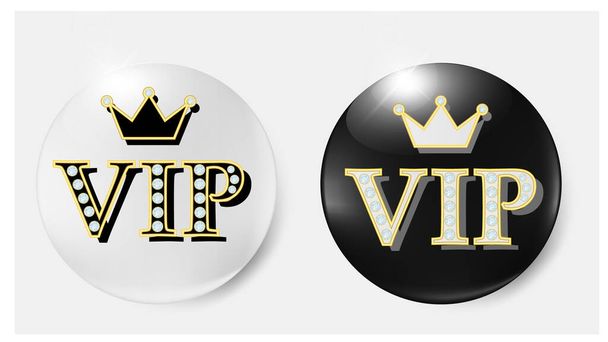 Etiquetas VIP, crachás ou etiquetas. Vetor banners preto e branco com texto dourado vip. Ilustração vetorial - Vetor, Imagem