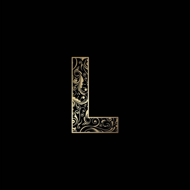 Иконка с логотипом буквы L, элегантная монограмма с логотипом класса люкс - Вектор,изображение