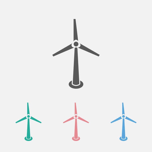 ícone de turbina eólica, ícone de vento, vetor ecológico, ilustração ambiental, vetor de turbina - Vetor, Imagem