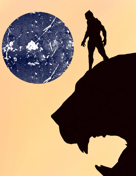 Illustrated Silhouette Of Black Panther Superhero. - Photo, Image