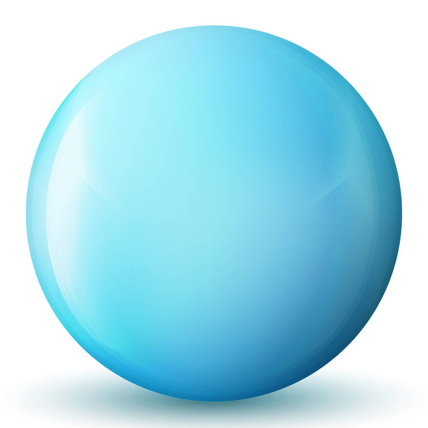 Glass blue ball or precious pearl. Glossy realistic ball, 3D abstract vector illustration highlighted on a white background. Big metal bubble with shadow. - Vecteur, image