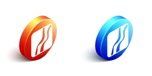 Isométrique icône d'empreinte de patte de serpent isolé sur fond blanc. Bouton rond orange et bleu. Vecteur. - Vecteur, image