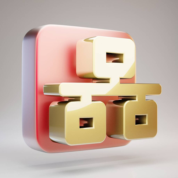 Значок сети. Золотая сеть символ на красной матовой золотой пластине. 3D рендеринг Social Media Icon. - Фото, изображение